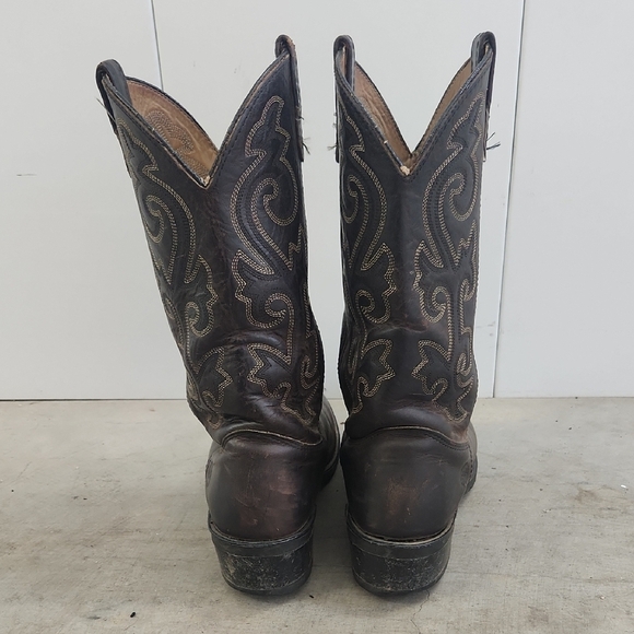 Double H Men's Brown Leather Cowboy Boots Sz 9.5 - Picture 2 of 9